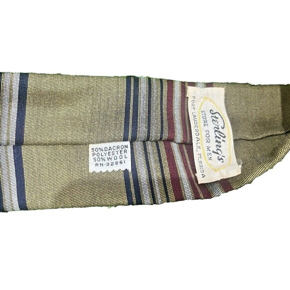 Sterling's Store For Men Vintage Wool Blend Striped Square Tie Retro 52 X 2 1/2 - Picture 7 of 9